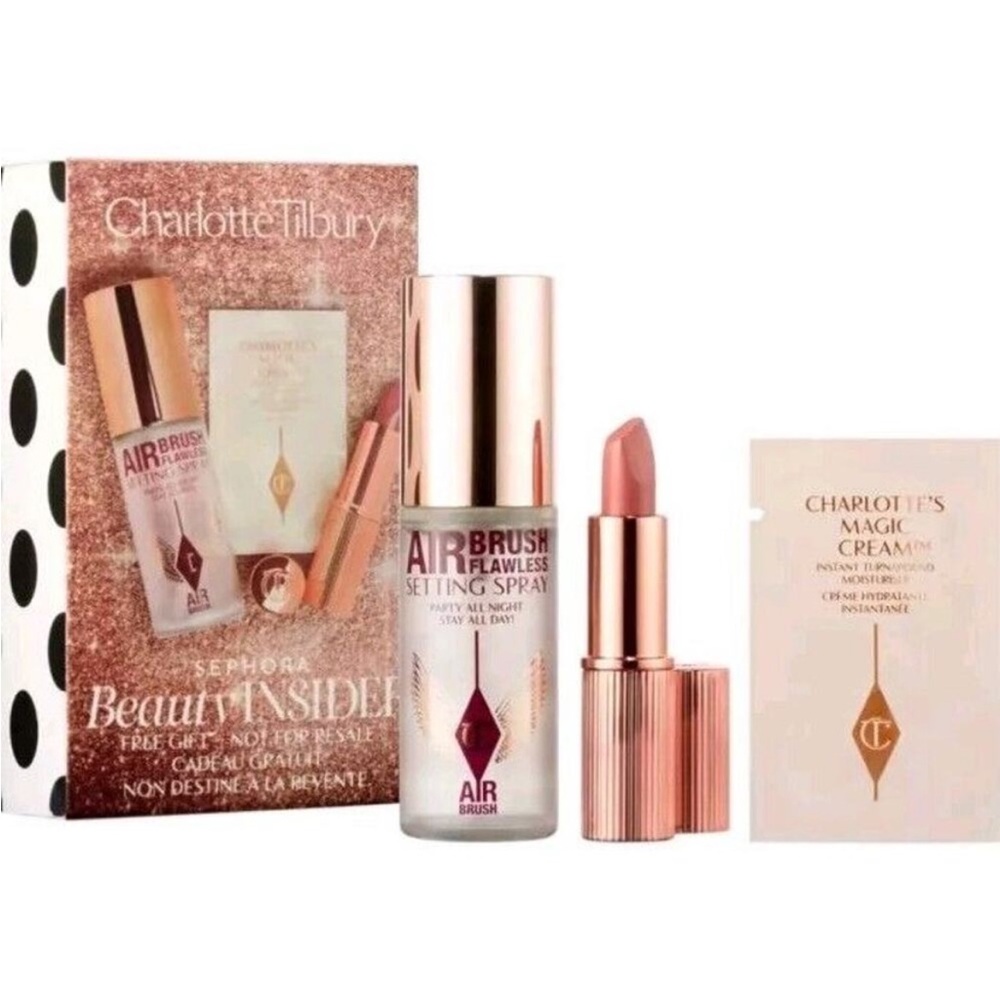 Charlotte Tilbury Sephora - 3 piece Beauty Set Setting Spray, Lipstick & Cream